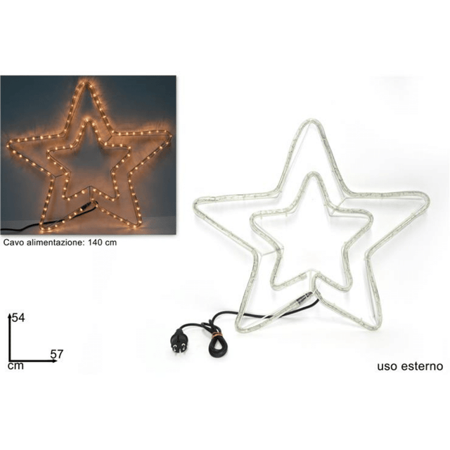 Αστέρι Διπλό Φωτοσωλήνας Θερμό Φώς 54x57cm Welkhome