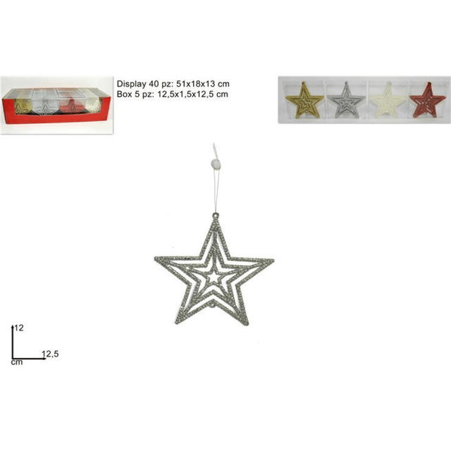 Αστέρι Κρεμαστό Στολίδι Πλαστικό 12cm 4 Αποχρώσεις Welkhome