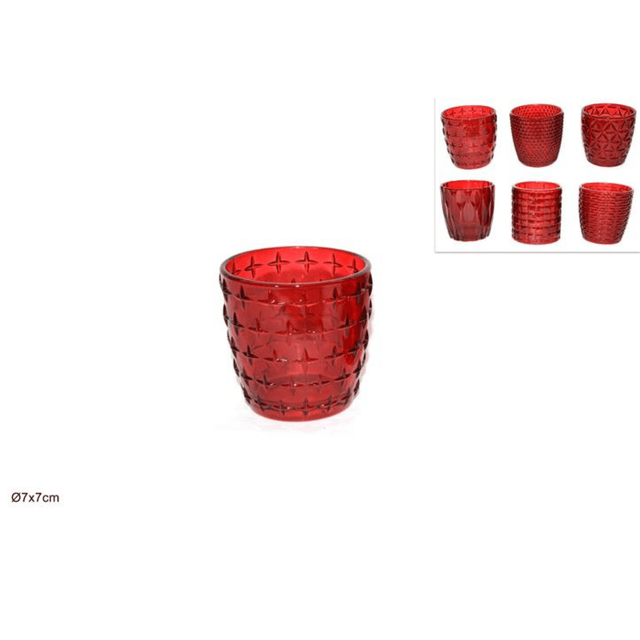 Βάση Ρεσώ Γυάλινη Φ7x7cm Χρώμα Κόκκινο Welkhome