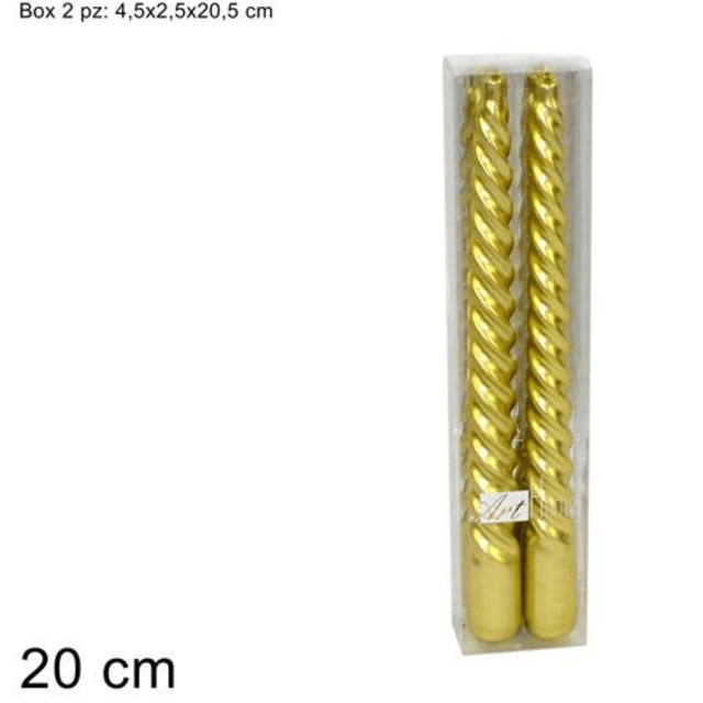 Κεριά Σετ 2τμχ Χρυσό Διακοσμητικά 20cm Welkhome