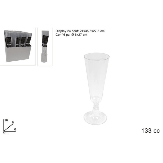 Ποτήρια Πλαστικά Κολωνάτα 133ml Σετ 6 τεμ Welkhome