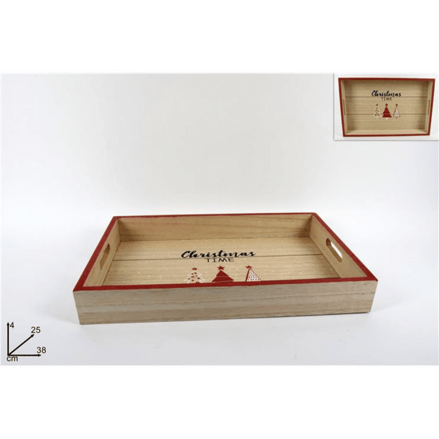 Χριστουγεννιάτικος Δίσκος Σερβιρίσματος Ξύλινος 38x25x4cm Welkhome