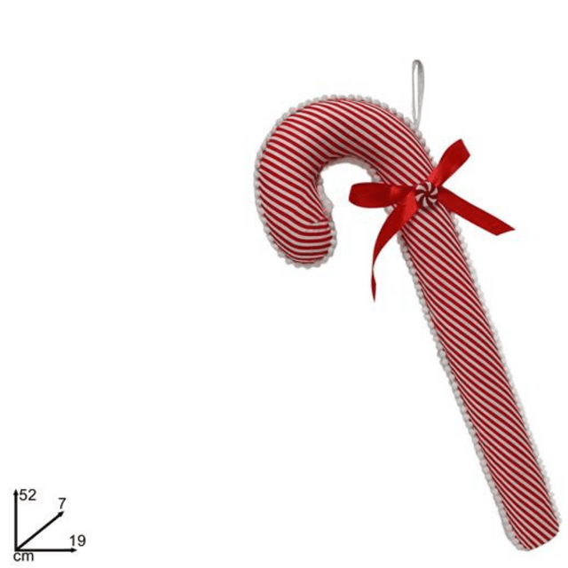 Χριστουγεννιάτικο Γλυφιτζούρι Μπαστούνι Υφασμάτινο Κρεμαστό Κόκκινο/Λευκό 52 cm Welkhome