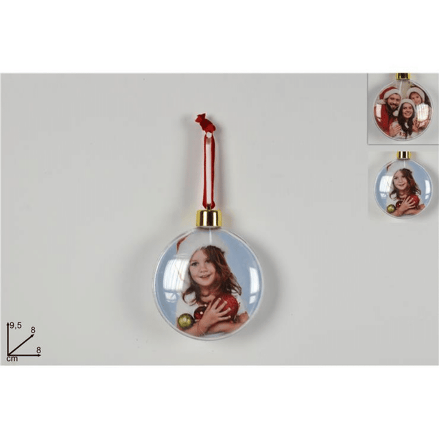Χριστουγεννιάτικη Μπάλα Κρεμαστή με θέση για δύο φωτογραφίες 9.5x8cm
