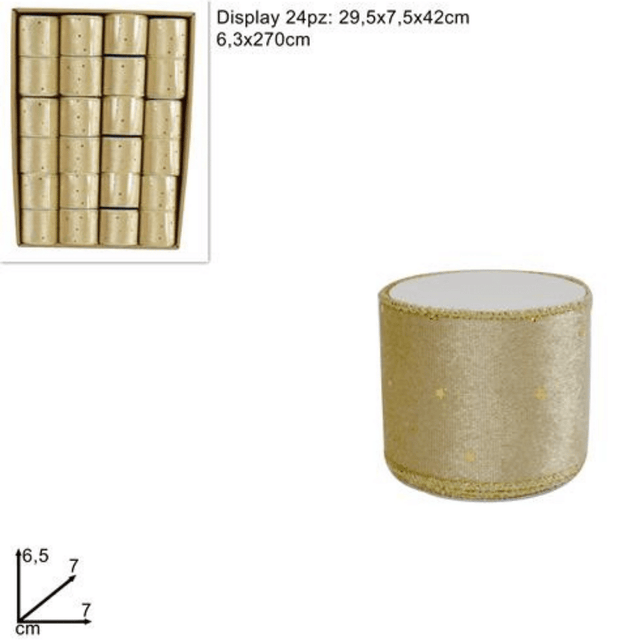 Κορδέλα Διακοσμητική Βελούδινη Χρυσή με Γκλίτερ 6.3x270cm Welkhome