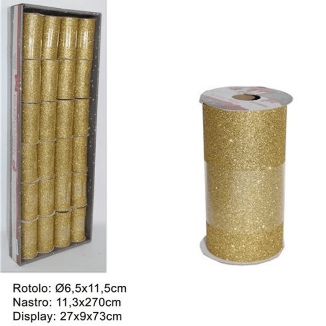 Κορδέλα Διακοσμητική Υφασμάτινη με Γκλίτερ Χρυσή 11.3x270cm Welkhome