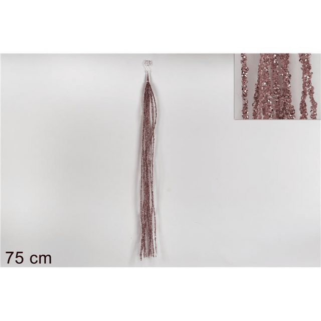 Χριστουγεννιάτικο Διακοσμητικό Κλαδί με Ρόζ Γκλίτερ 75cm Welkhome
