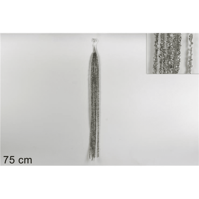 Χριστουγεννιάτικο Διακοσμητικό Κλαδί Ασημί Γκλίτερ 75cm Welkhome