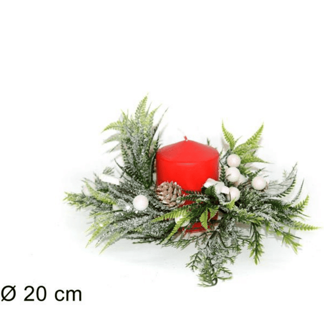 Στεφάνι Διακοσμητικό Χριστουγεννιάτικο με Λευκά Γκί 20cm Welkhome