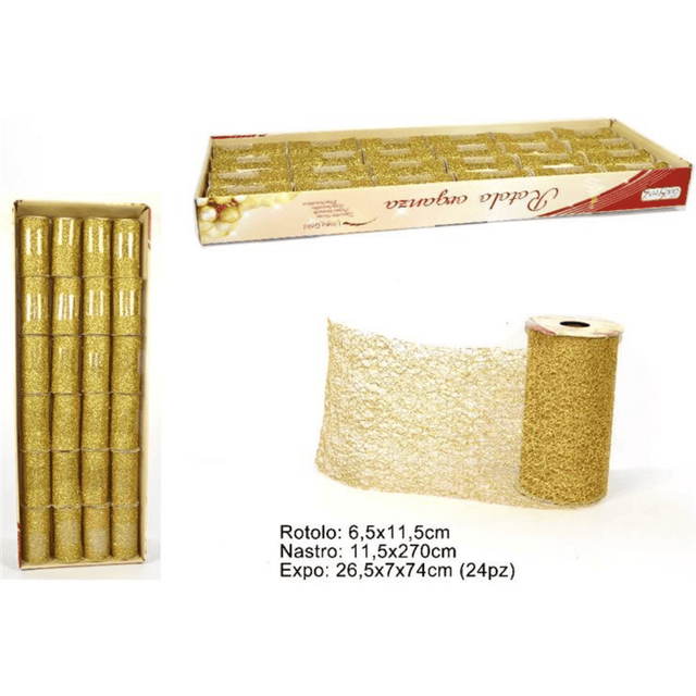 Κορδέλα Διακοσμητική Δαντέλα Χρυσή με Γκλίτερ 11.5x270cm Welkhome