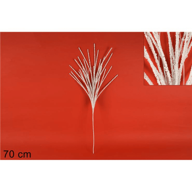 Χριστουγεννιάτικο Διακοσμητικό Κλαδί Λευκό με Γκλίτερ 70cm Welkhome