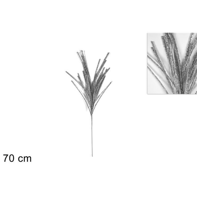 Χριστουγεννιάτικο Διακοσμητικό Κλαδί Ασημί με Γκλίτερ 70cm Welkhome