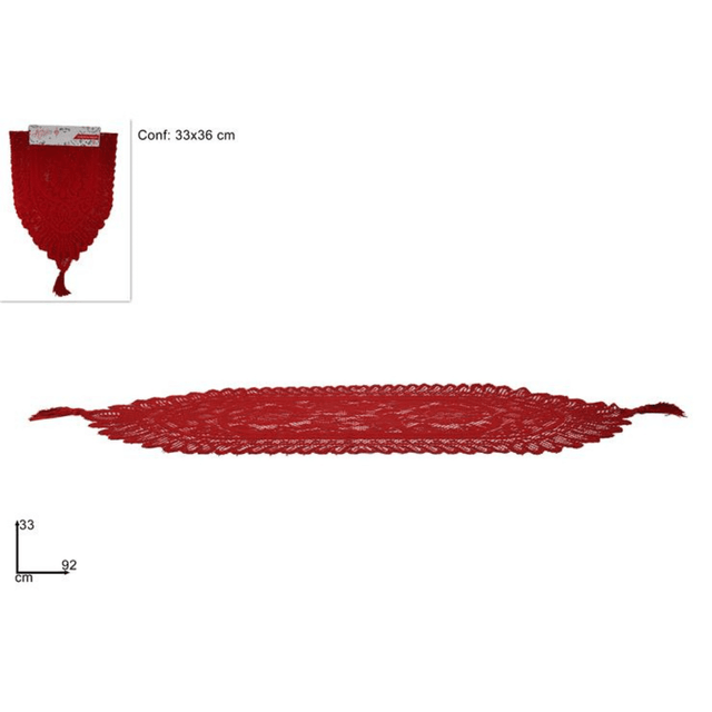 Runner (Τραβέρσα) Χριστουγεννιάτικο Δαντέλα Κόκκινο 33x36cm Welkhome