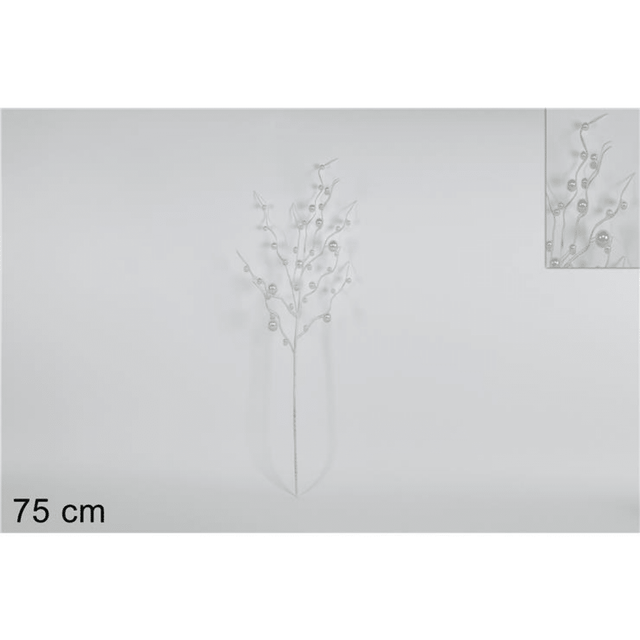 Χριστουγεννιάτικο Διακοσμητικό Κλαδί Λευκό με Πέρλες 75cm Welkhome