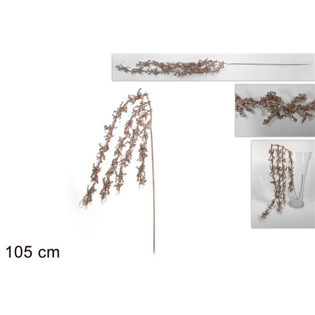 Χριστουγεννιάτικο Διακοσμητικό Λουλούδι Σαμπανιζέ με Κρύσταλλα 105cm Welkhome