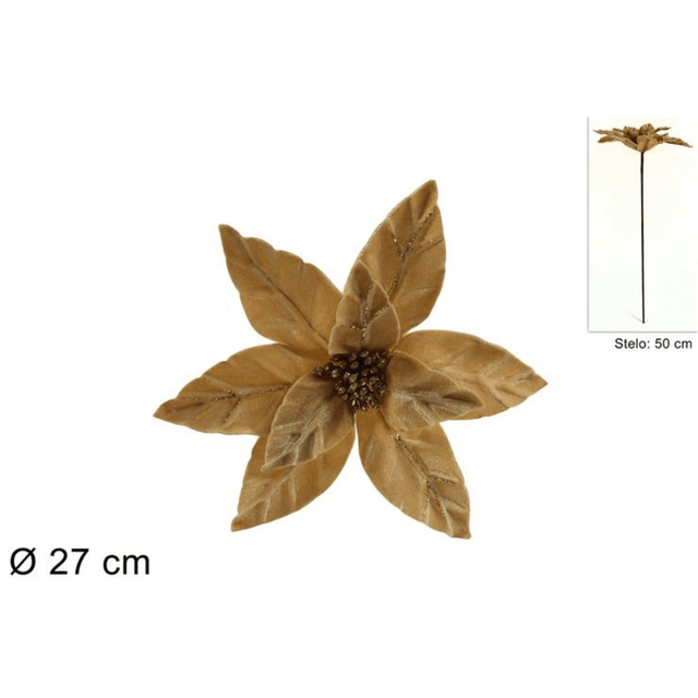 Χριστουγεννιάτικο Λουλούδι Δέντρου Βελούδινο Μπέζ 50cm Welkhome