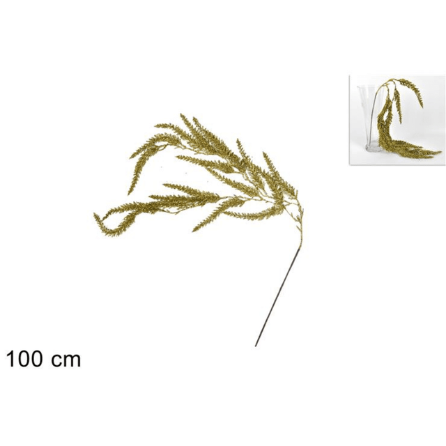 Χριστουγεννιάτικο Διακοσμητικό Λουλούδι Χρυσό με Γκλίτερ 100cm Welkhome