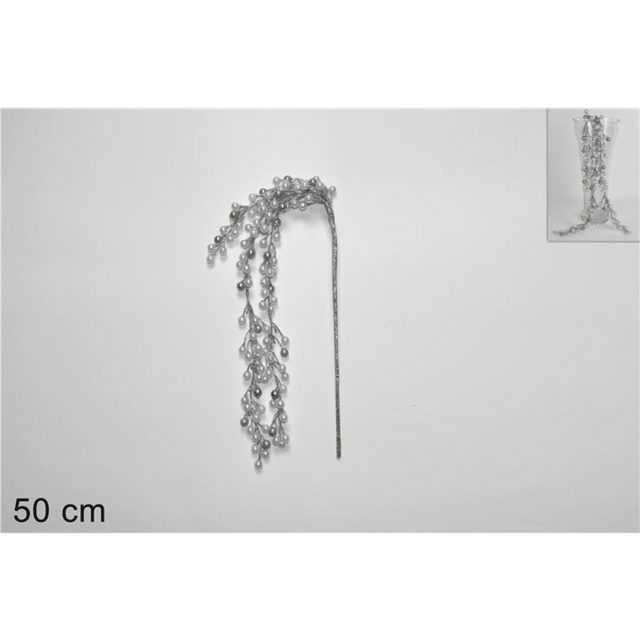 Χριστουγεννιάτικο Διακοσμητικό Λουλούδι με Λευκές Πέρλες 50cm Welkhome