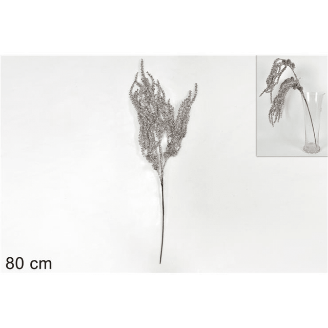 Χριστουγεννιάτικο Διακοσμητικό Λουλούδι Ασημί με Γκλίτερ 80cm Welkhome