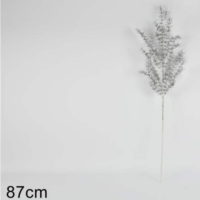 Χριστουγεννιάτικο Διακοσμητικό Λουλούδι Ασημί με Γκλίτερ 87cm Welkhome