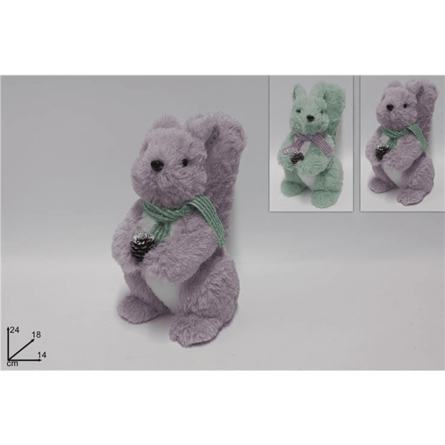 Σκίουρος Διακοσμητικός Γούνινη Βεραμάν/Μώβ 24x14cm Welkhome