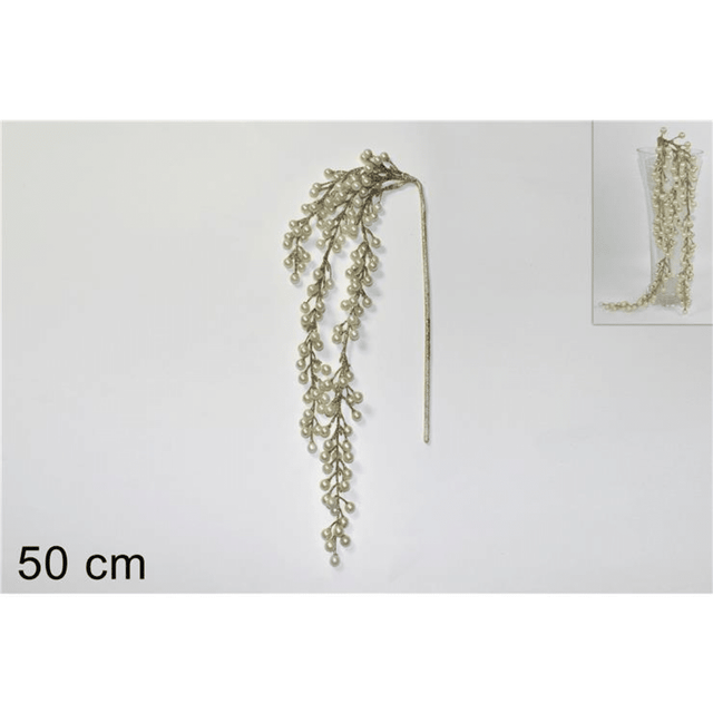 Χριστουγεννιάτικο Διακοσμητικό Λουλούδι με Πέρλες Σαμπανιζέ 50cm