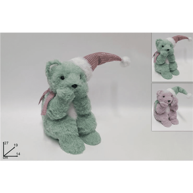 Αρκούδα Διακοσμητική Γούνινη Βεραμάν/Μώβ 27x17cm Welkhome