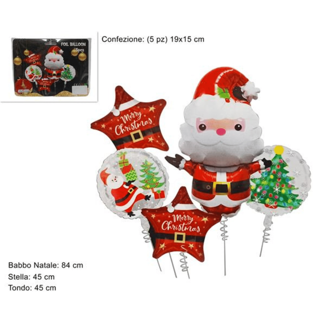 Χριστουγεννιάτικα Διακοσμητικά Μπαλόνια Σετ 5 τεμ 84/45/45cm Welkhome