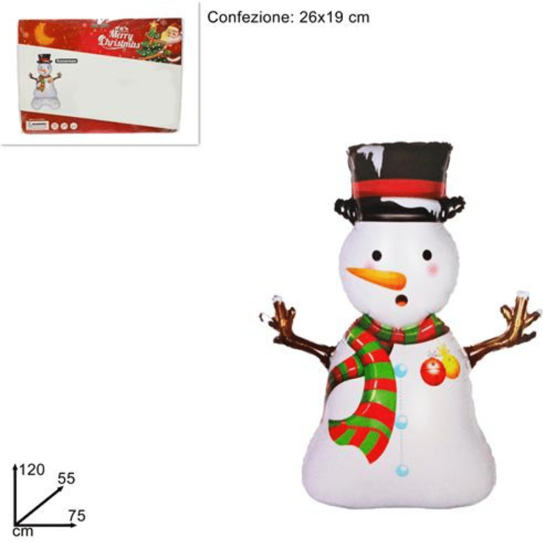 Χιονάνθρωπος Χριστουγεννιάτικο Διακοσμητικό Μπαλόνι h120x75cm Welkhome