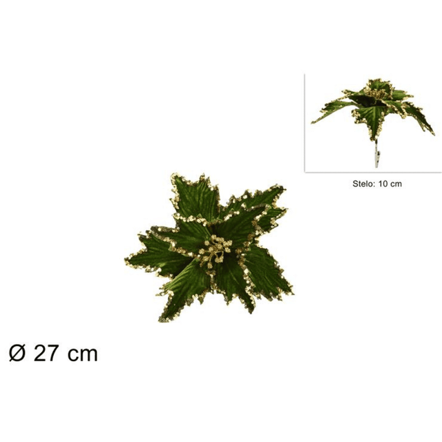 Χριστουγεννιάτικο Λουλούδι Δέντρου με Κλίπ Λαδί 27cm Welkhome