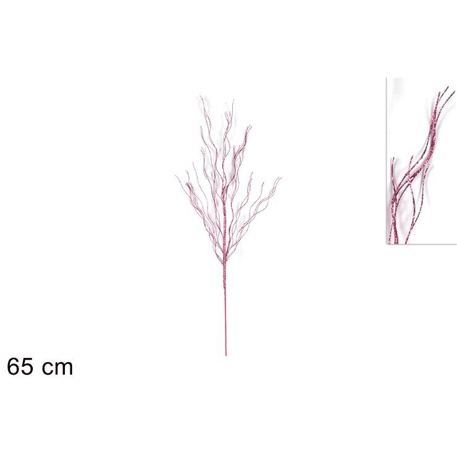 Χριστουγεννιάτικο Διακοσμητικό Κλαδί με Γκλίτερ Ρόζ 65m Welkhome
