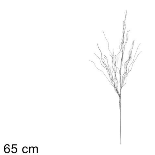 Χριστουγεννιάτικο Διακοσμητικό Κλάδι Ασημί με Γκλίτερ 65m Welkhome