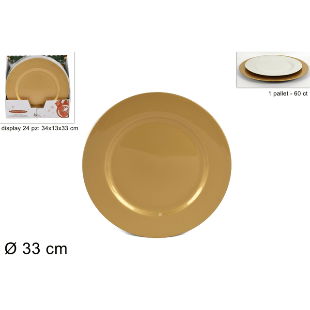 Πιατέλα Πλαστική Διακοσμητική Χρώμα Χρυσή 33cm Welkhome