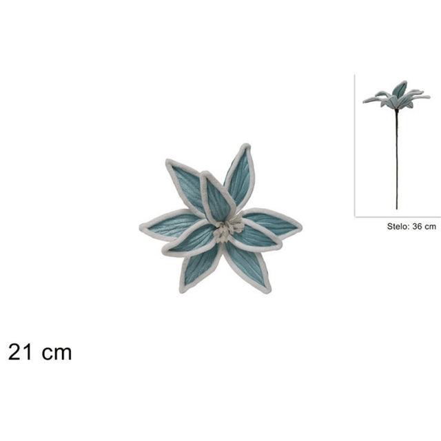 Χριστουγεννιάτικο Λουλούδι Δέντρου Γαλάζιο 21cm Welkhome