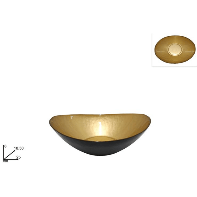 Πιατέλα Βαθιά Γυάλινη Χρυσή h8x18.5x25cm Welkhome