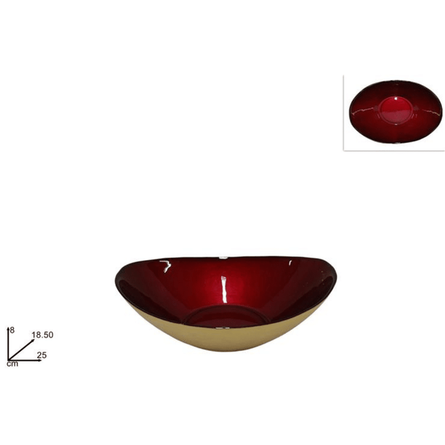 Πιατέλα Βαθιά Γυάλινη Κόκκινη h8x18.5x25cm Welkhome