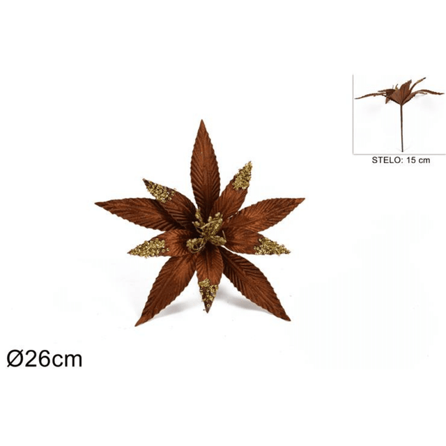 Χριστουγεννιάτικο Λουλούδι Δέντρου Καφέ 15cm Welkhome