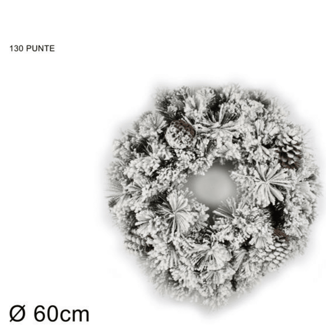 Στεφάνι Διακοσμητικό Χριστουγεννιάτικο Χιονισμένο 60cm με Κουκουνάρια 130 Κλαδιά Welkhome