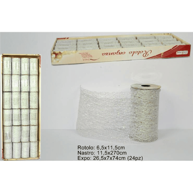 Κορδέλα Διακοσμητική Δαντέλα Λευκή με Γκλίτερ 11.5x270cm Welkhome