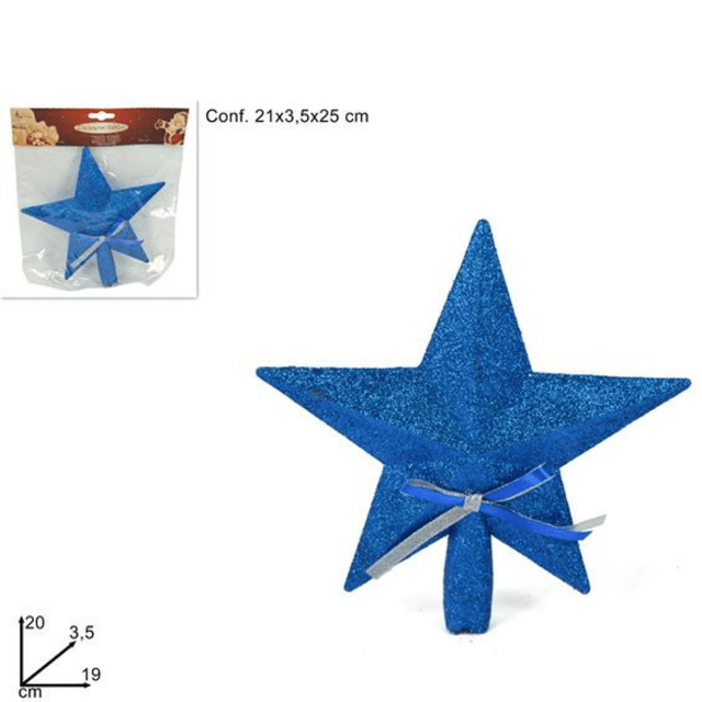 Κορυφή Δέντρου Αστέρι Πλαστική Μπλέ με Γκλίτερ 20m Welkhome