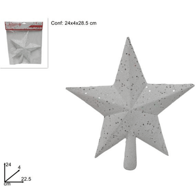 Κορυφή Δέντρου Αστέρι Πλαστική Λευκή με Γκλίτερ 24m Welkhome