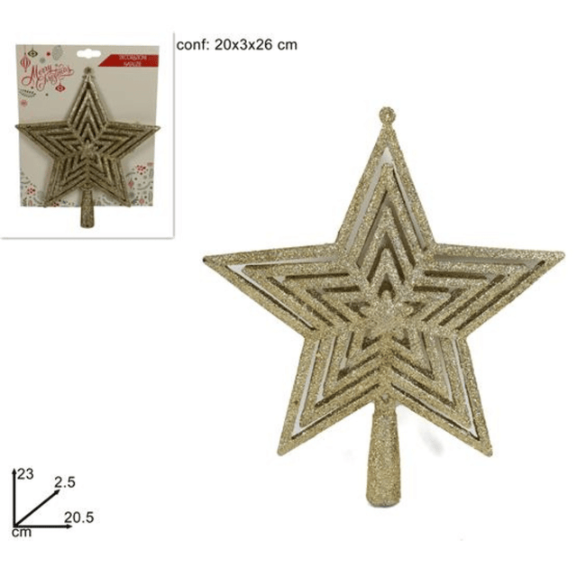 Κορυφή Δέντρου Αστέρι Πλαστική Χρυσή με Γκλίτερ 20m Welkhome