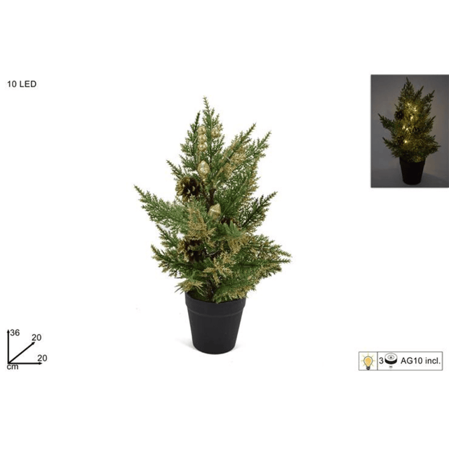 Φωτιζόμενο Χριστουγεννιάτικο Δέντρο Πράσινο Επιτραπέζιο σε Κασπώ h36cm Welkhome
