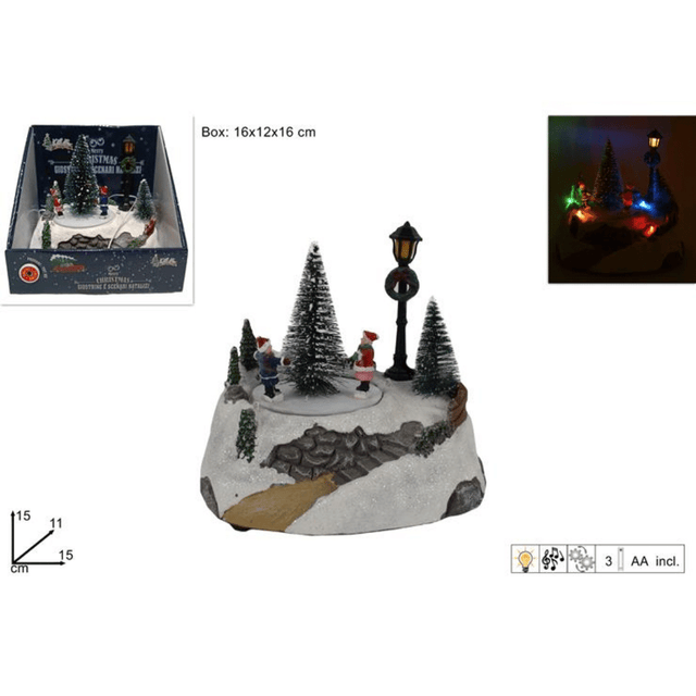 Καρουζέλ Χριστουγεννιάτικό Διακοσμητικό Κεραμικό με Led Φωτισμό, Mουσική και Kίνηση, Μπαταρίας 15cm Welkhome