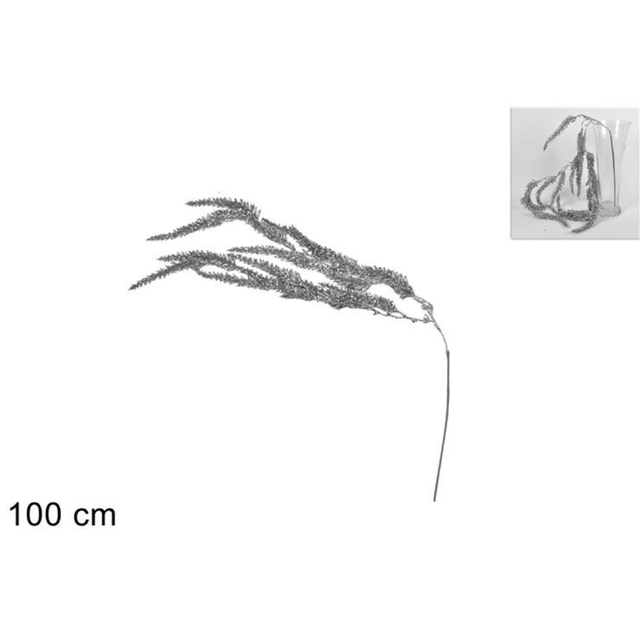 Χριστουγεννιάτικο Διακοσμητικό Κλαδί Ασημί με Γλίτερ 100cm Welkhome