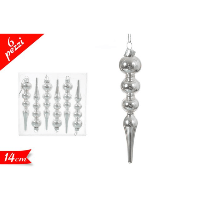 Μπάλες & Στολίδια Σετ 6τμχ. Άσπρα Σταλαχτίτης 10cm Χριστουγεννιάτικα Art.641213 Golden Hill