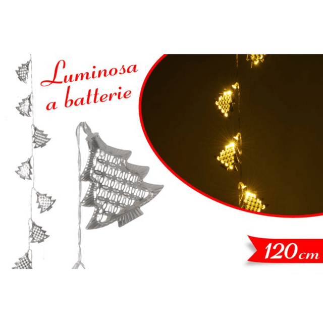 Λαμπάκια Μπαταρίας Χριστουγεννιάτικα Ασημί Σε Σχήμα Δέντρου 120cm 10Led Art.616615 Golden Hill