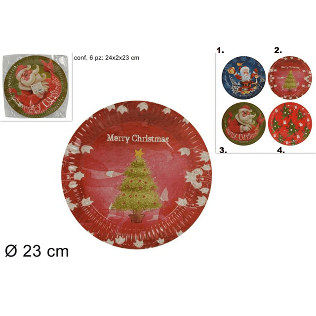 Χριστουγεννιάτικα Πιάτα Χάρτινα Μιας Χρήσεως Σετ 6τεμ 23cm Welkhome