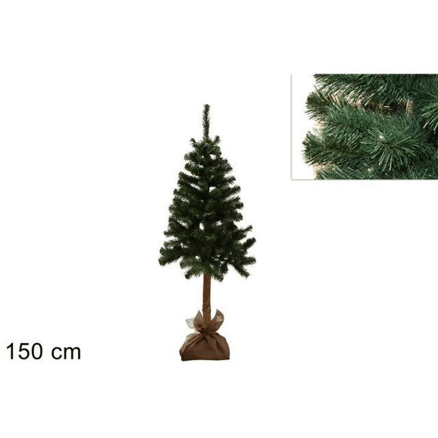 Δέντρο Πράσινο Χριστουγεννιάτικo 150cm με Βάση Κορμό Δέντρου Welkhome