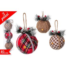 Μπάλα Διάφορα Χρώματα 10cm 3τμχ. Υφασμάτινες Χριστουγεννιάτικη Με Σχέδιο Art.640138 Golden Hill